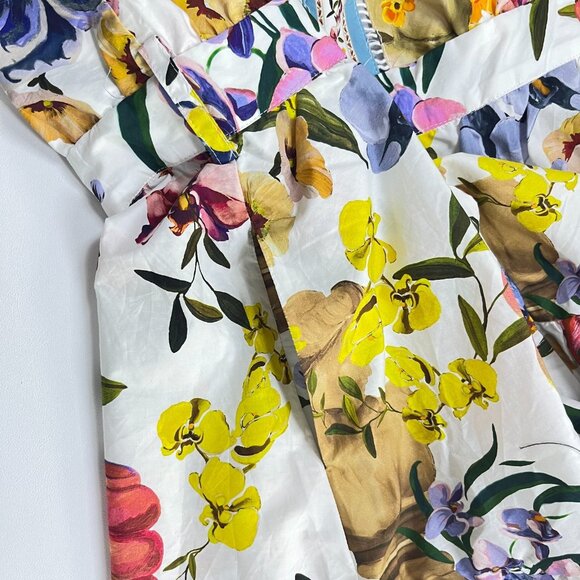 NWOT FARM Rio Floral Ruffles Greek Garden Off-White Mini Dress Size XL - Picture 13 of 14